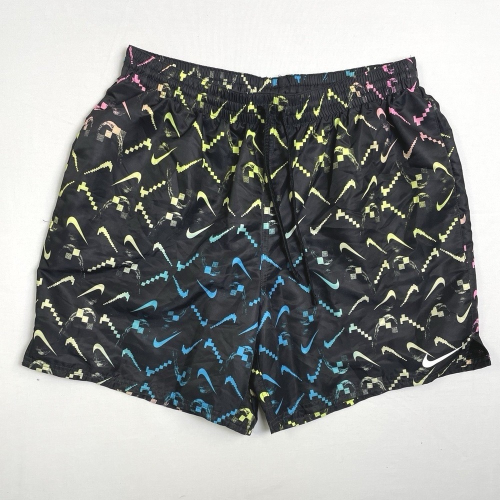 Nike Mens Lap Digi Swoosh Ombre Logo Swim Trunks XL Black 7" Inseam